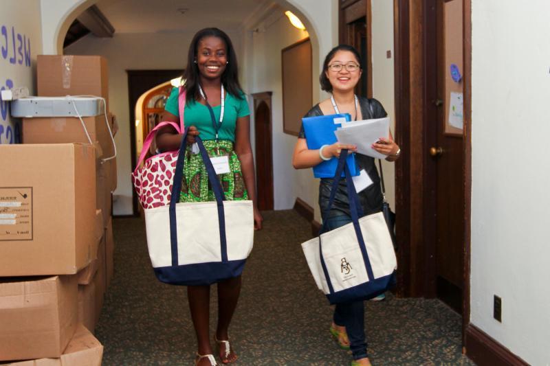 Two students on move-in day